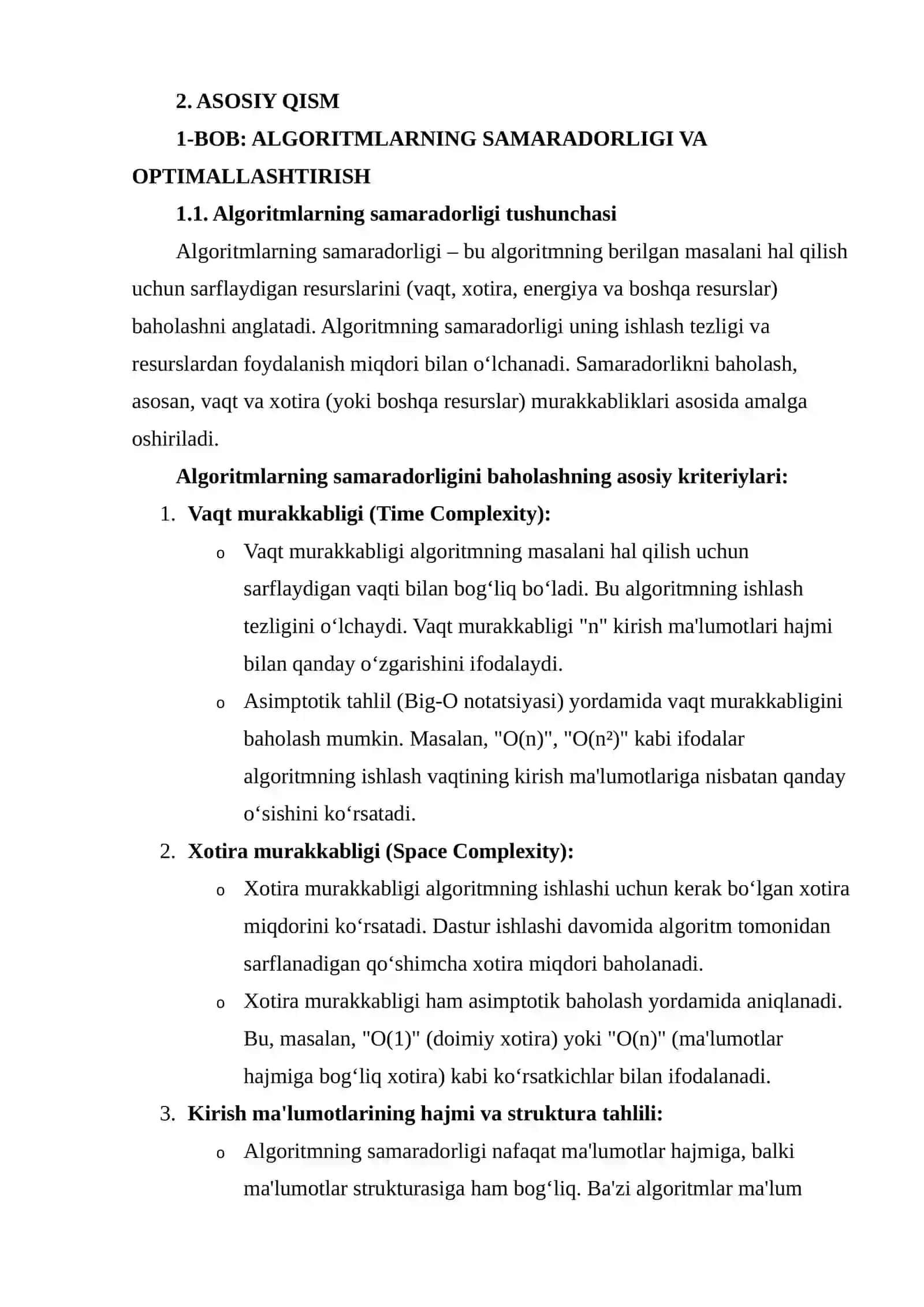 Algoritmlarni optimallashtirish va samaradorlik tahlili 4