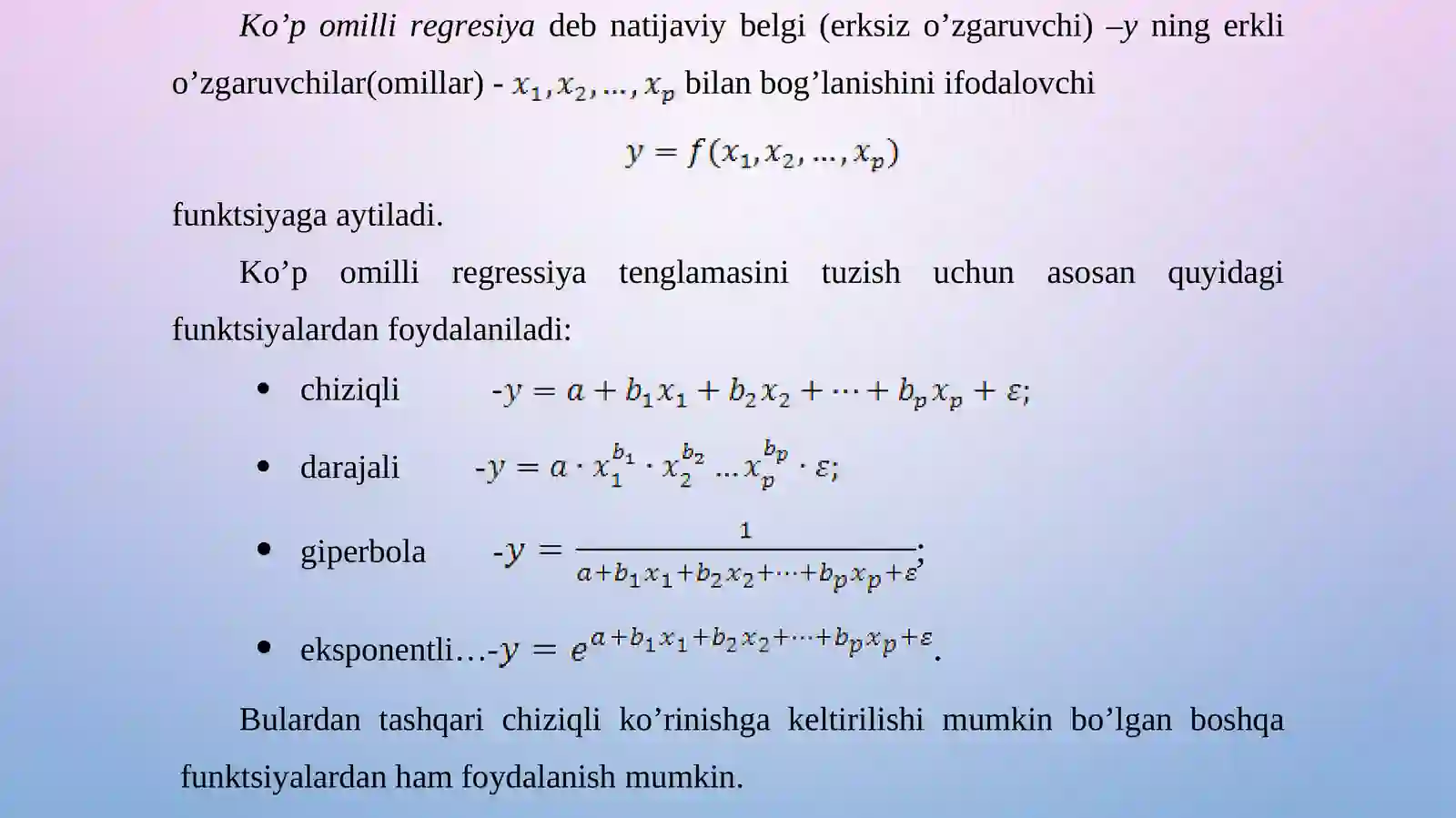 KO‘P OMILLI REGRESSIYA 4