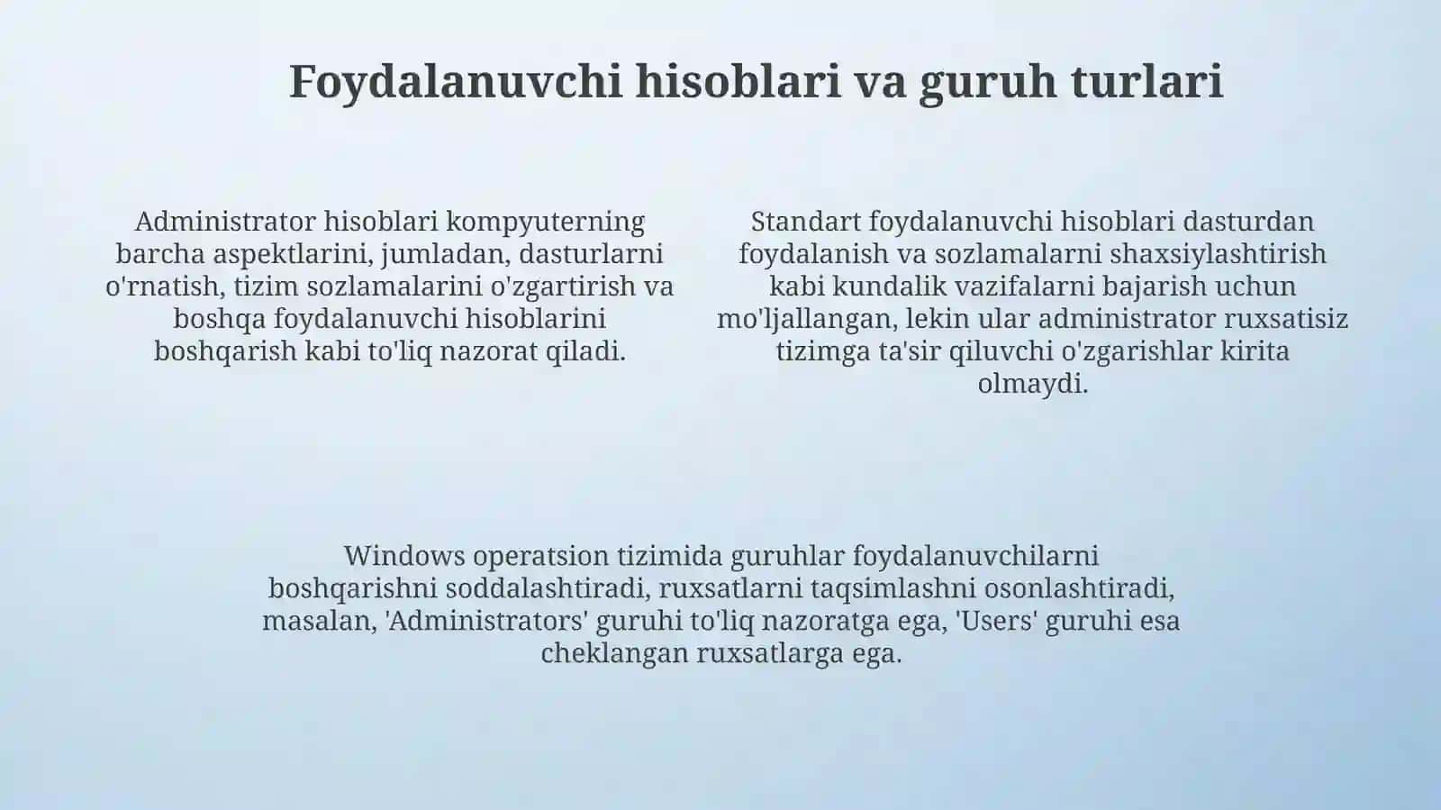 Foydalanuvchilar va guruhlarni boshqarish asoslari 4