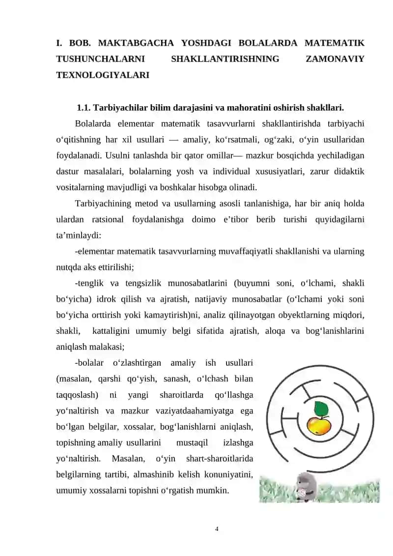 BOLALARNING MUSTAQIL MATEMATIK FAOLIYATIGA RAHBARLIK QILISH 4
