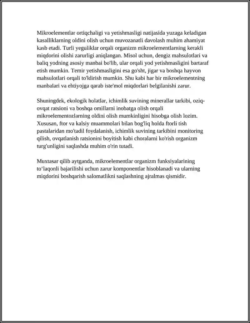 MIKROELEMENTOZLAR. FTOR, KALSIY MIQDORLARINING OSHIB KETISHI 4