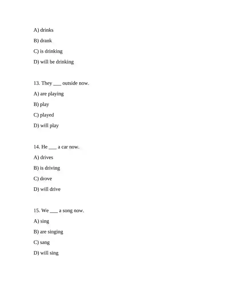 PRESENT CONTINUOUS 100 TEST 4