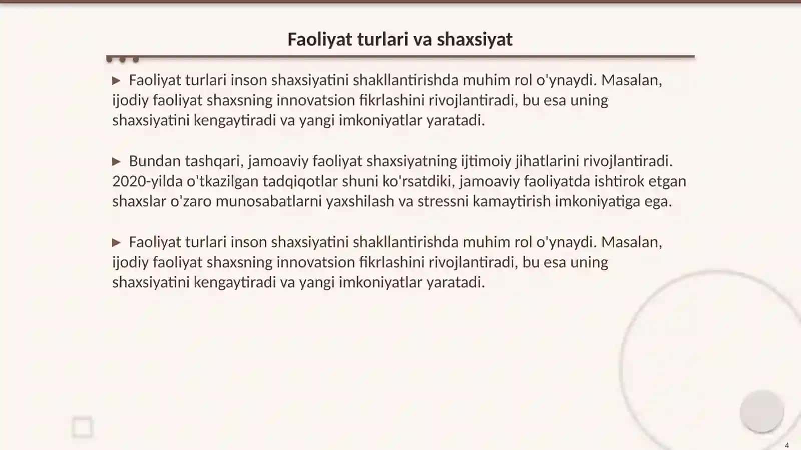 Shaxs va faoliyat 4