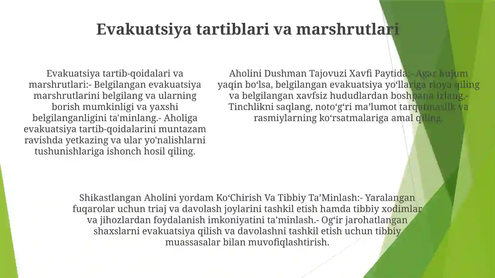 Aholini Dushman Tajovuzi Xavfi Paytida Va Shikastlangan Aholini Davolash KoʻChirish VaTibbiy TaʼMinlash 4