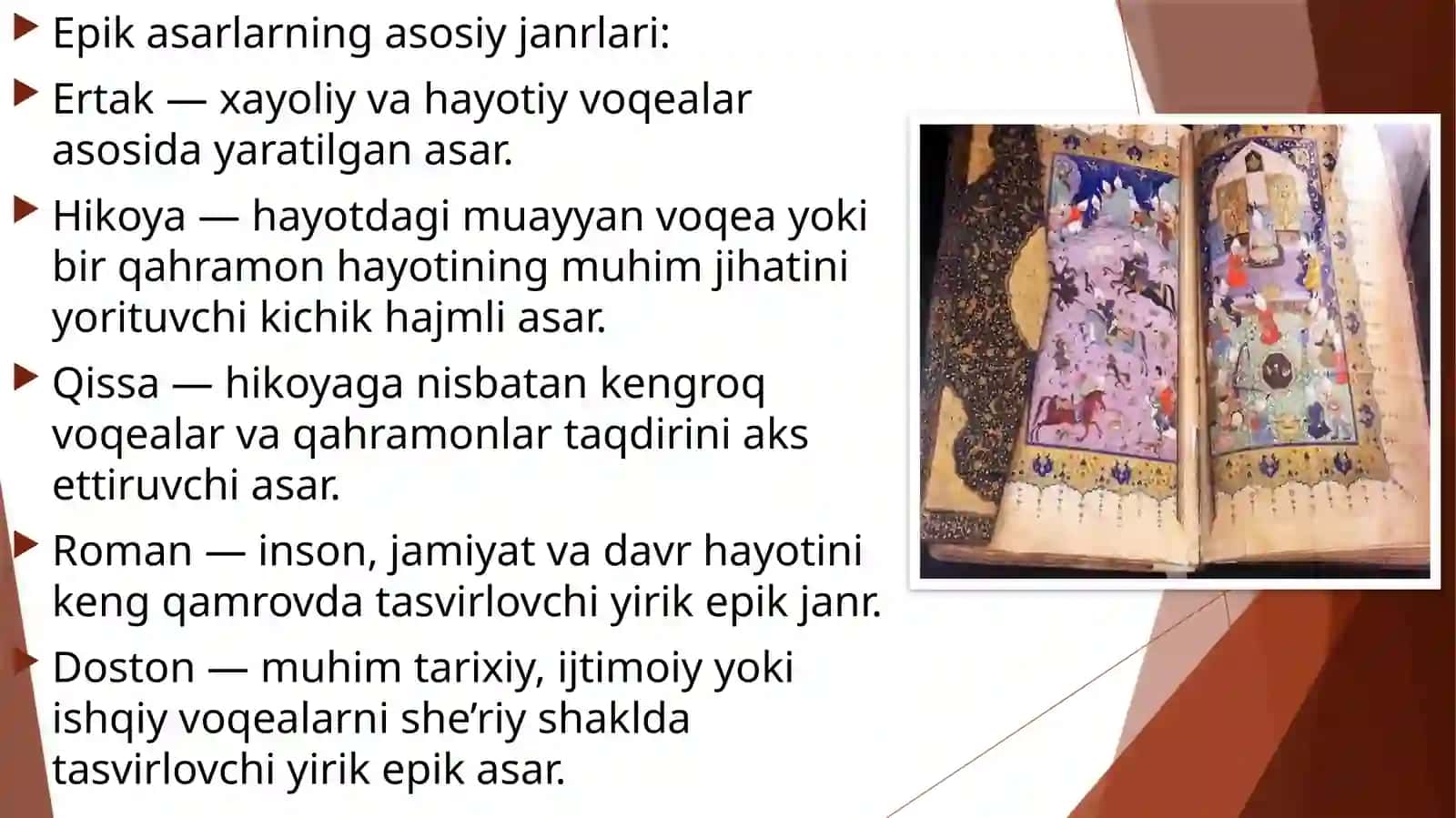Epik asarlar tahlili, matn ustida ishlash yo‘llari (“Xamsa” dostonlari misolida) 4