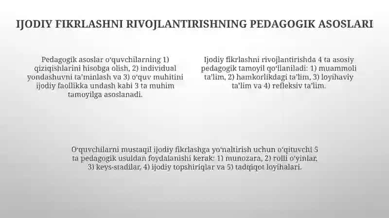 Talabalarning mustaqil ijodiy fikrlashini shakllantirish texnikasi 4