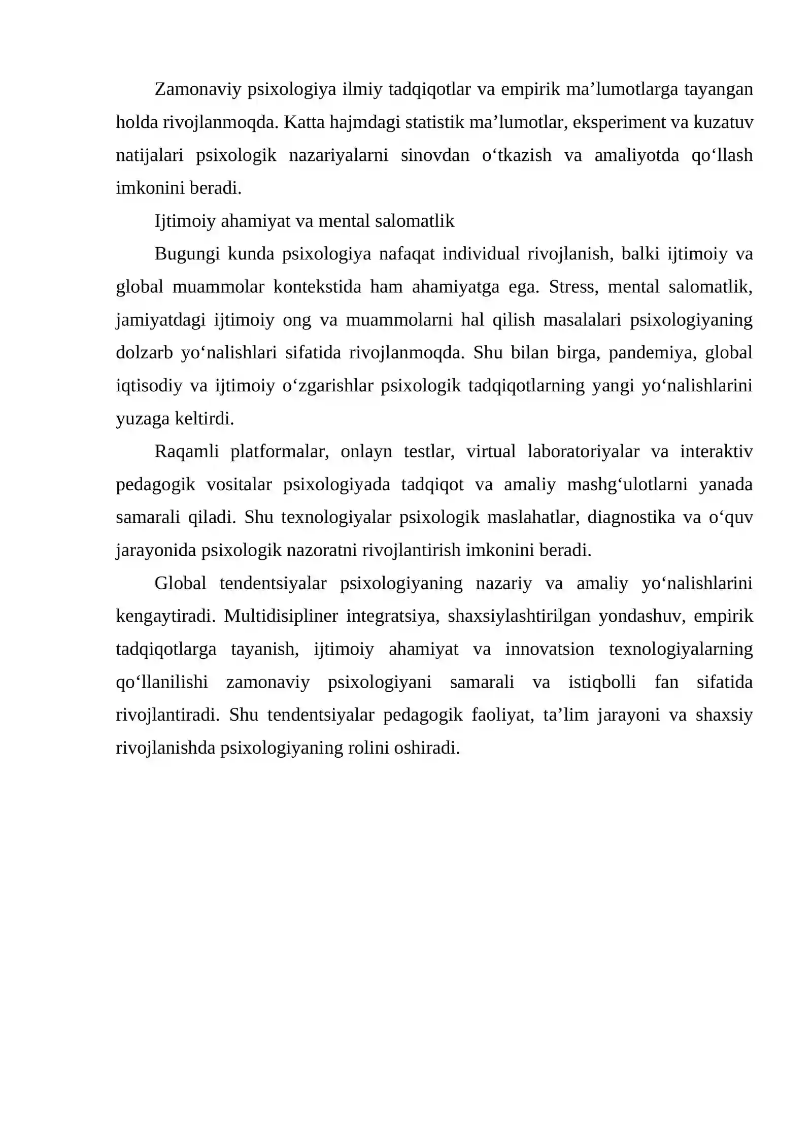 PSIXOLOGIYA RIVOJLANISHINING ASOSIY TENDENTSIYALARI 4