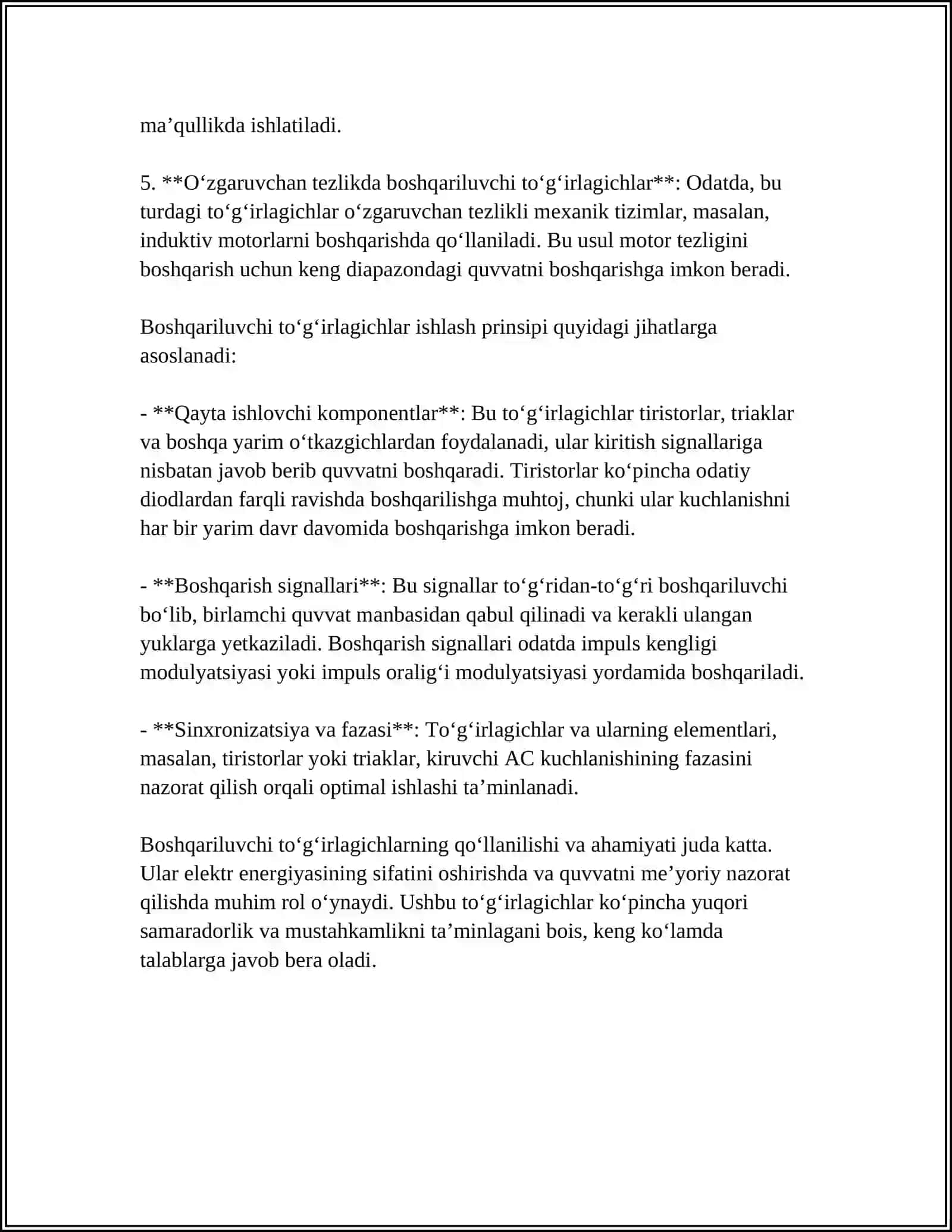 BOSHQARILUVCHI TO‘G‘IRLAGICHLAR VA INVERTORLAR 4