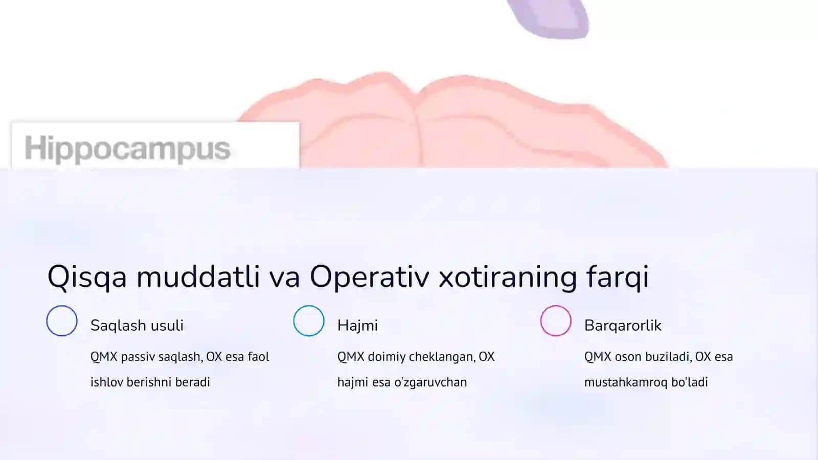 Qisqa muddatli va Operativ xotira 4