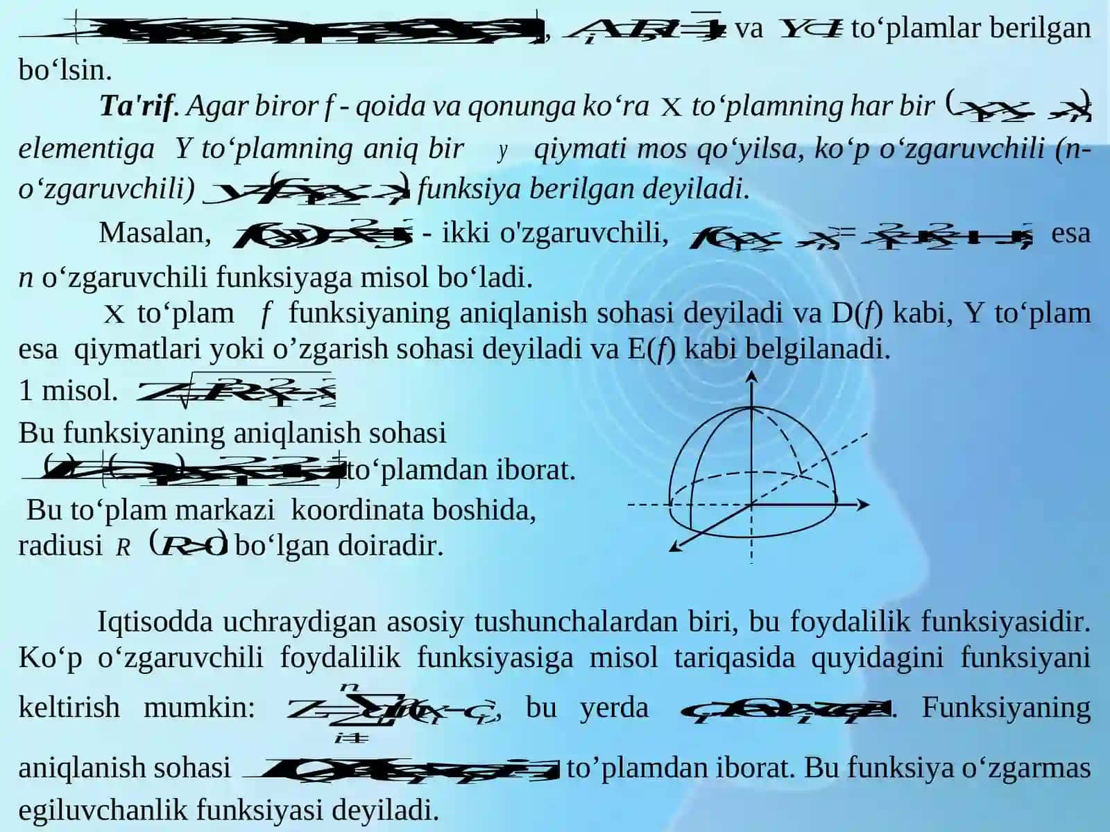 Kо‘p о‘zgaruvchili funksiya differensiali. Xususiy hosila va yuqori tartibli differensiallar 4