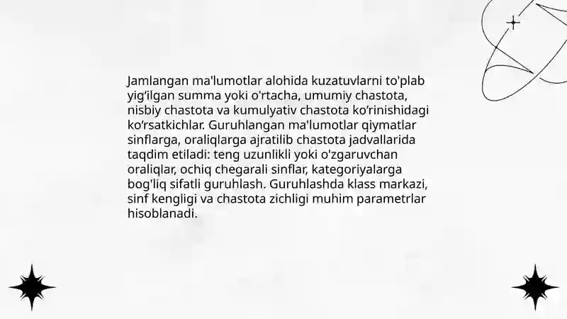 Statistik jamlash va guruhlash 4