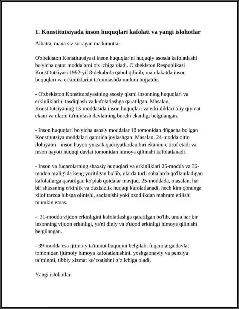 YANGI OʻZBEKISTONDA INSON HUQUQLARI VA ERKINLIKLARINING KAFOLATI 4