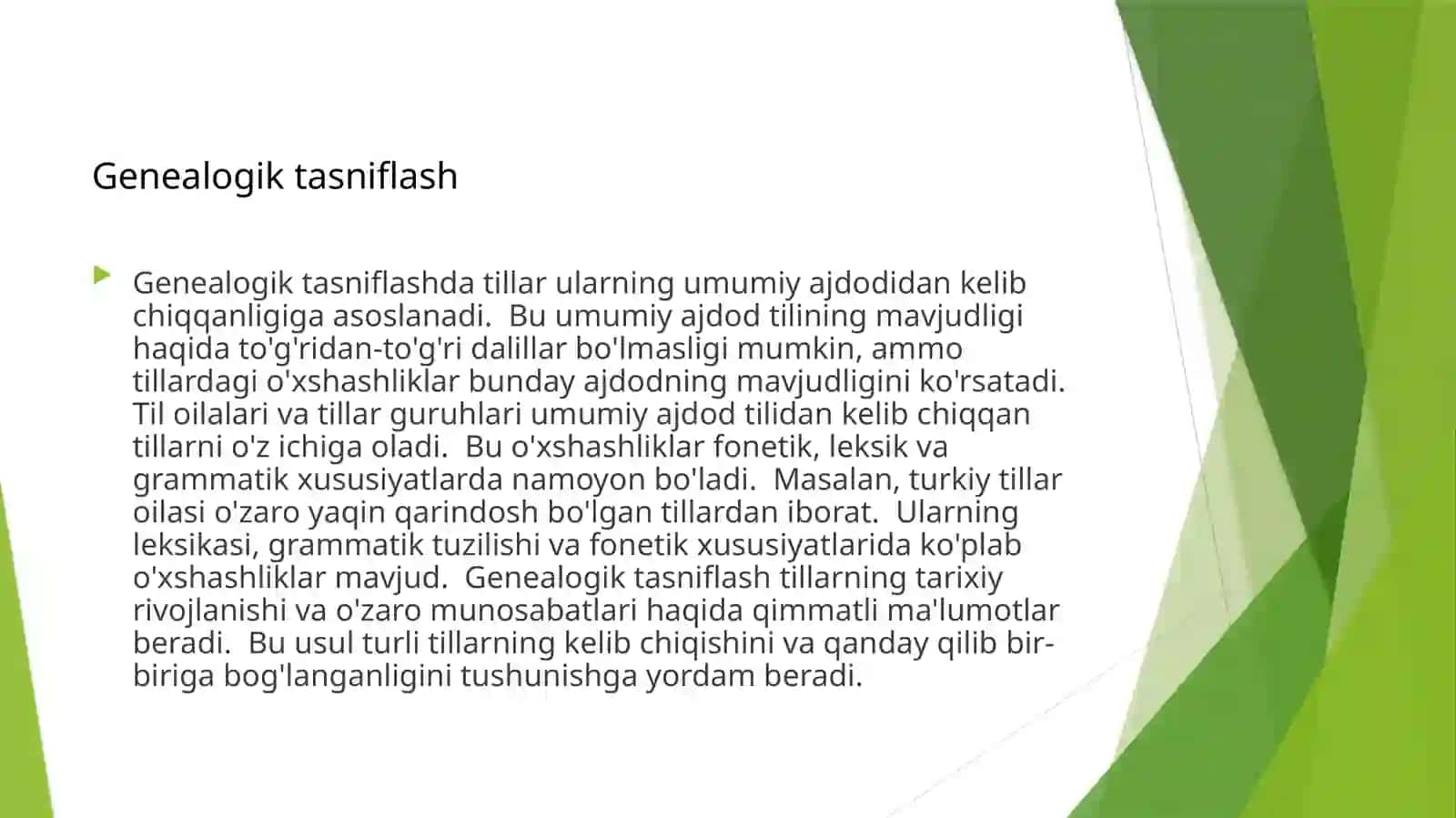 Dunyo tillari tasnifi va turkiy tillar oilasi 4