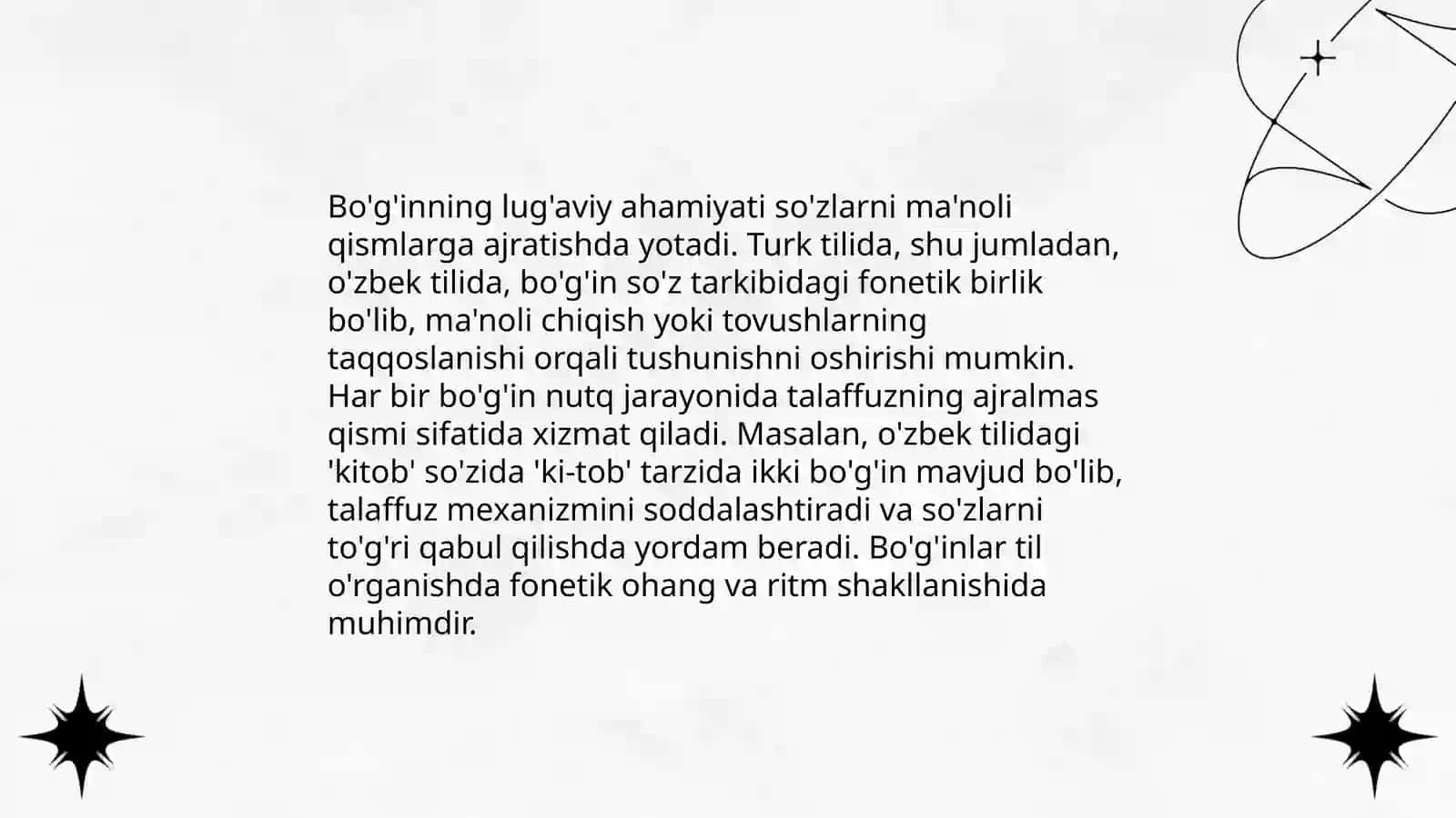 Urg'u, bo'g'in, intonatsiya 4