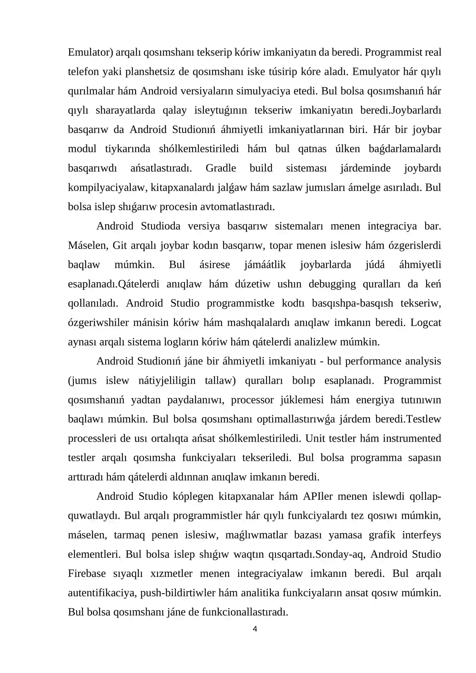 Android Studio hám Programmalaw ortalıģı 4