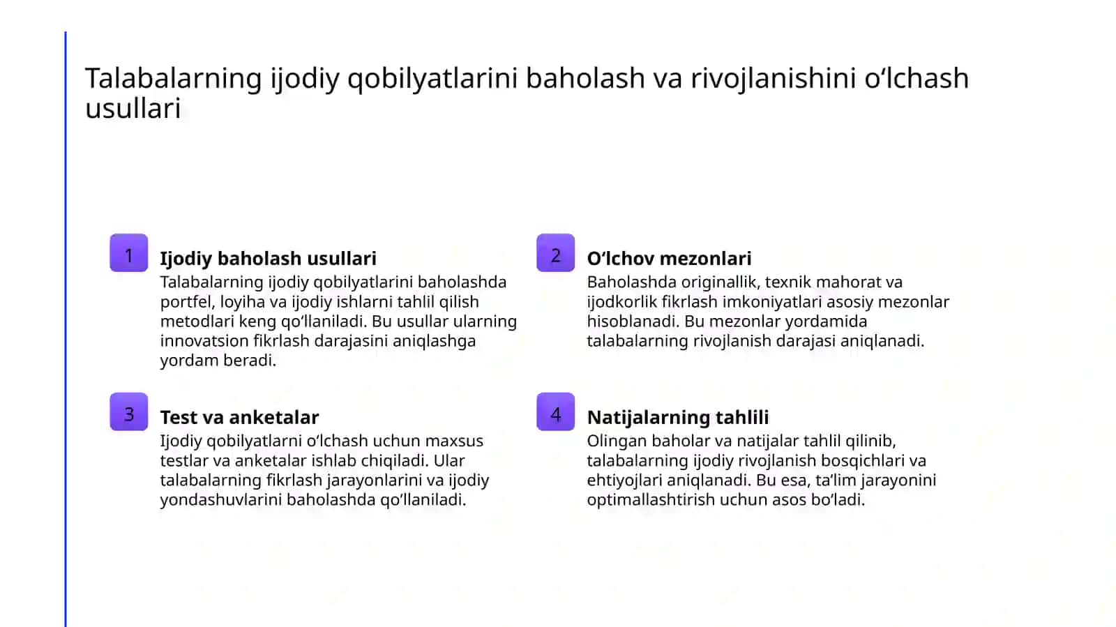 Musiqa darslarida ijodkorlikni rivojlantirish va diagnostik tahlil qilish 4
