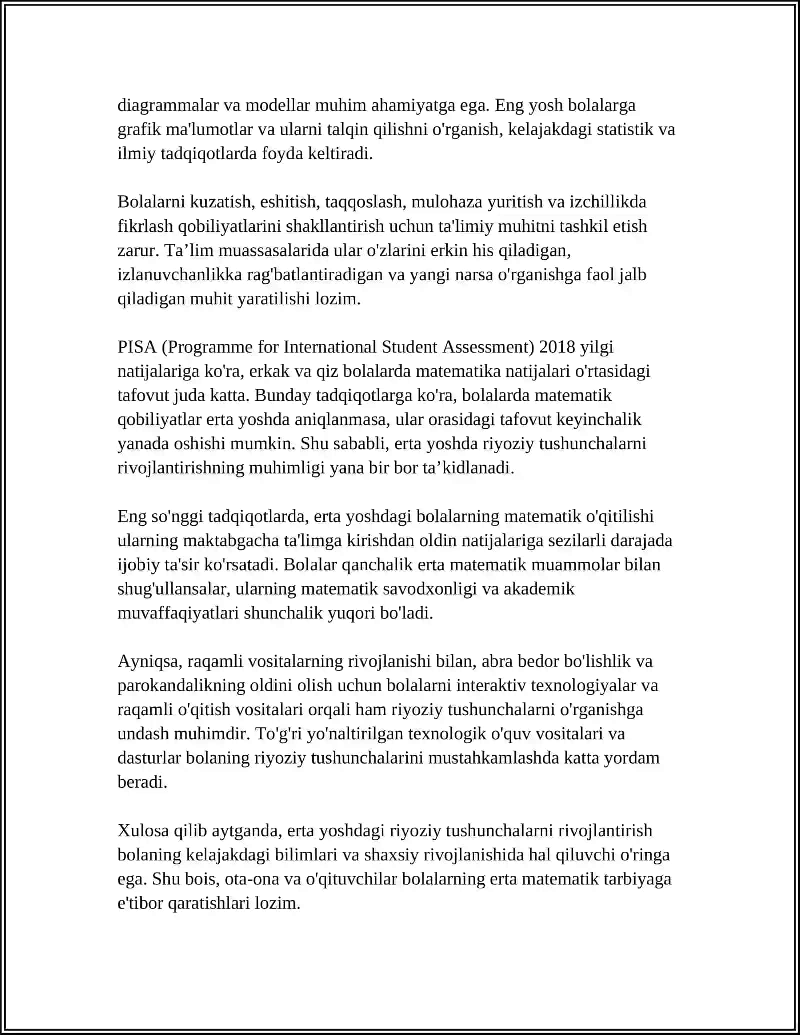 BOLALARDA MATEMATIK TASAVVURLARNI SHAKLLANTIRISH USULLARI 4