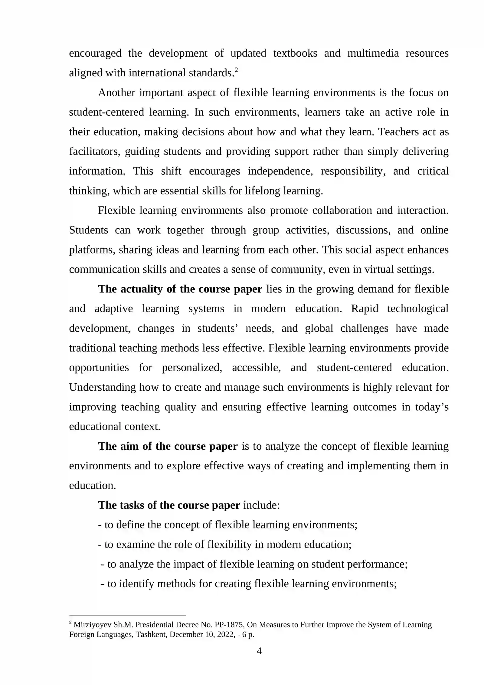 Course Paper on Flexible Learning Environments 4