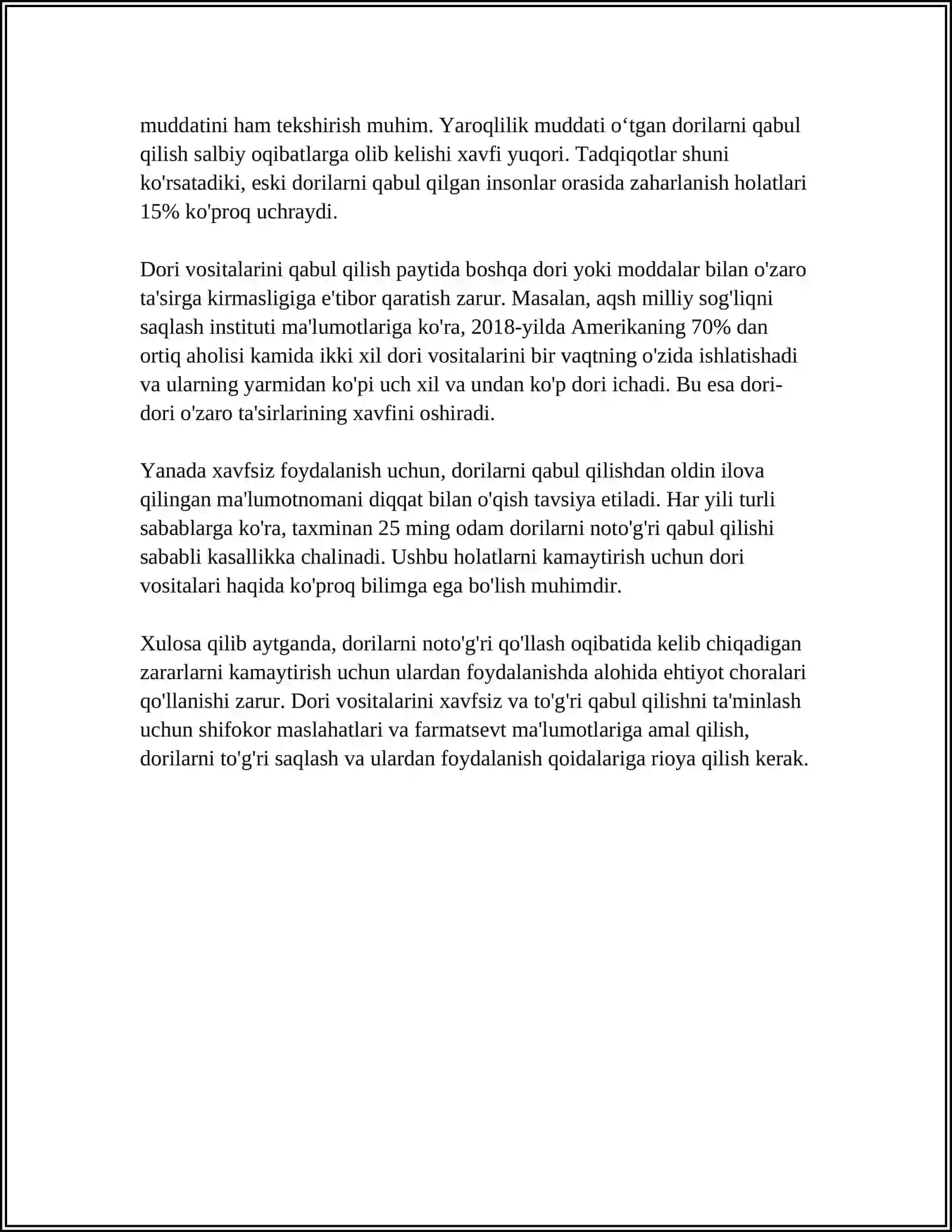 DORILARDAN ZAHARLANISHDA BIRINCHI YORDAM KO'RSATISH 4