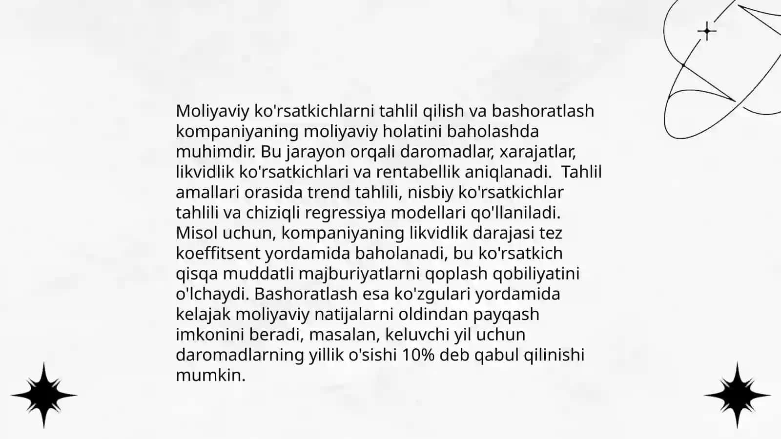 Molyaviy hisobot elimentlarini bashoratlash va unda qo'llaniladigan turli modellar 4