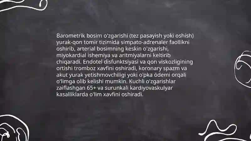 Barometrik bosim organizmga tasiri.O'lim sabablari va murdadagi belgilari 4
