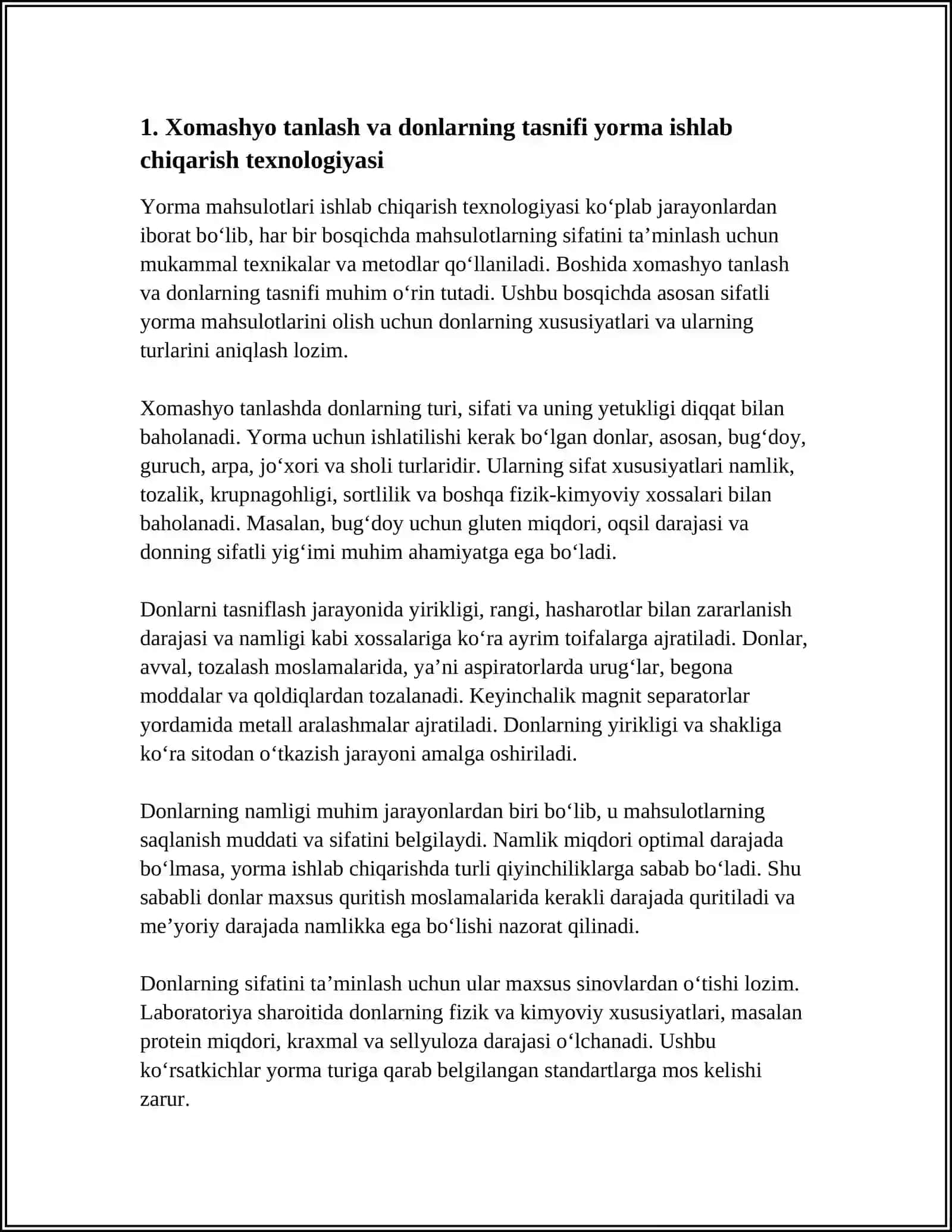 YORMA MAHSULOTLARI ISHLAB CHIQARISH TEHNOLOGIYASI 4