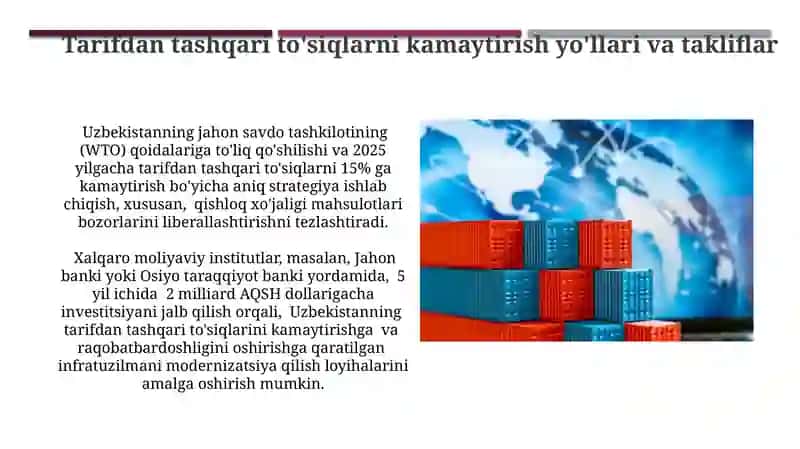O'zbekistonning tashqi savdosidagi tarifdan tashqari to'siqlar 4