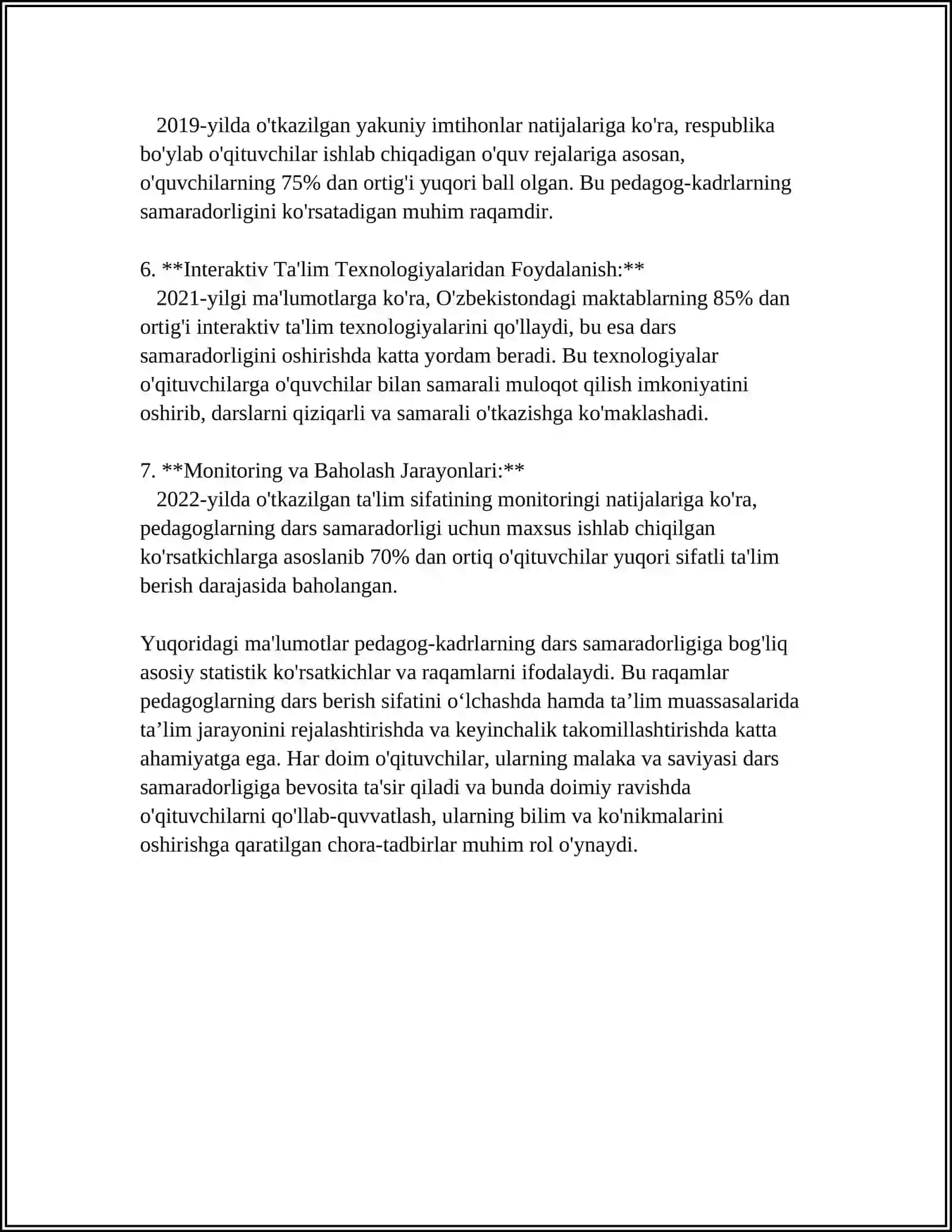 OLIY TA'LIM MUASSASALARI PEDAGOG - KADRLARINING FAOLIYATINI BAHOLASH MEZONLARI 4