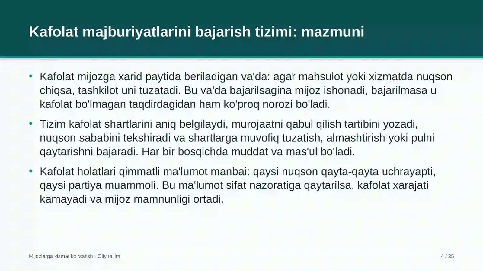 eshik rom ishlab chiqarish korxonalarida kafolat majburiyatlarini bajarish tizimi 5623 4