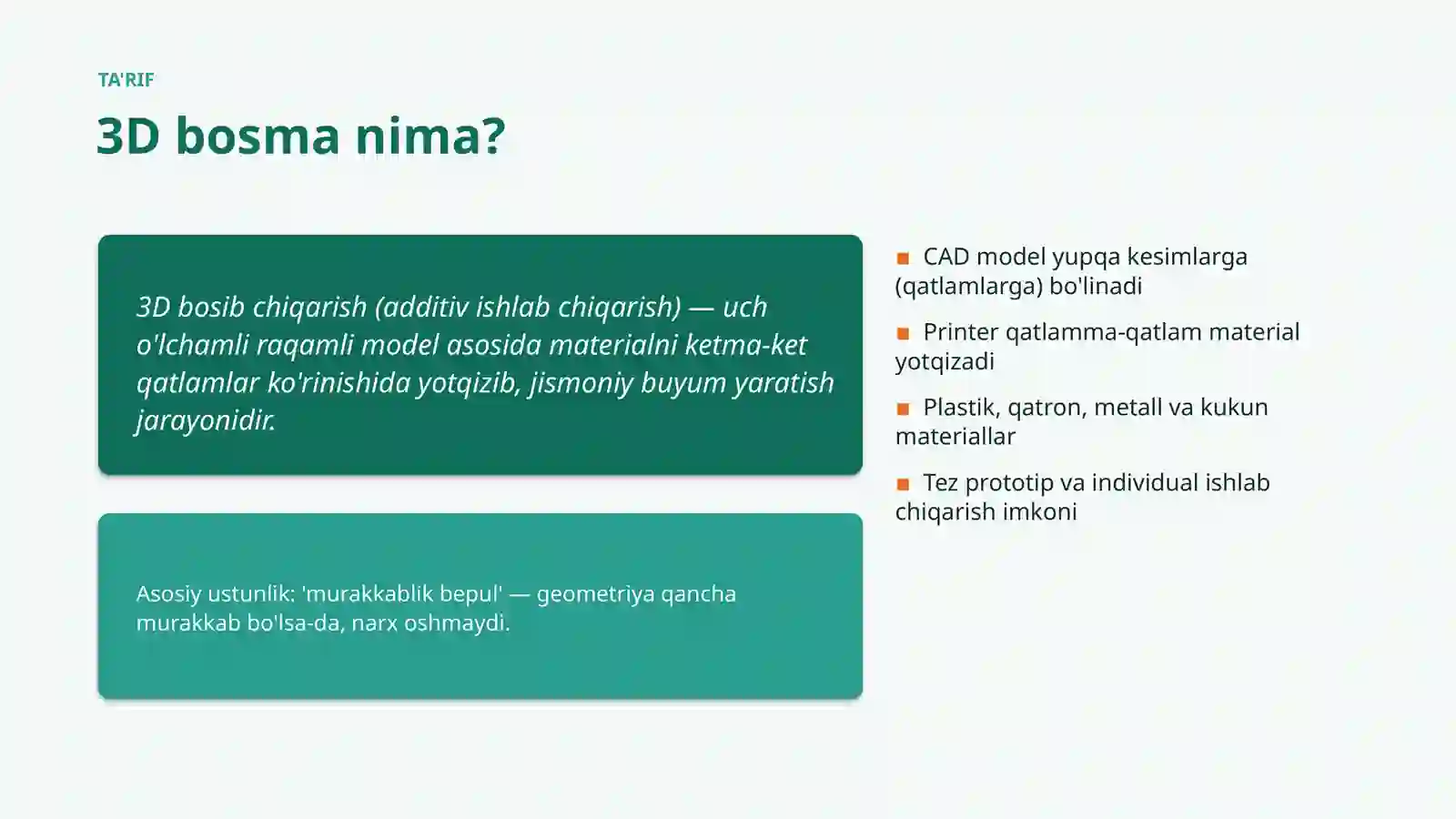 ADDITIV ISHLAB CHIQARISH 4