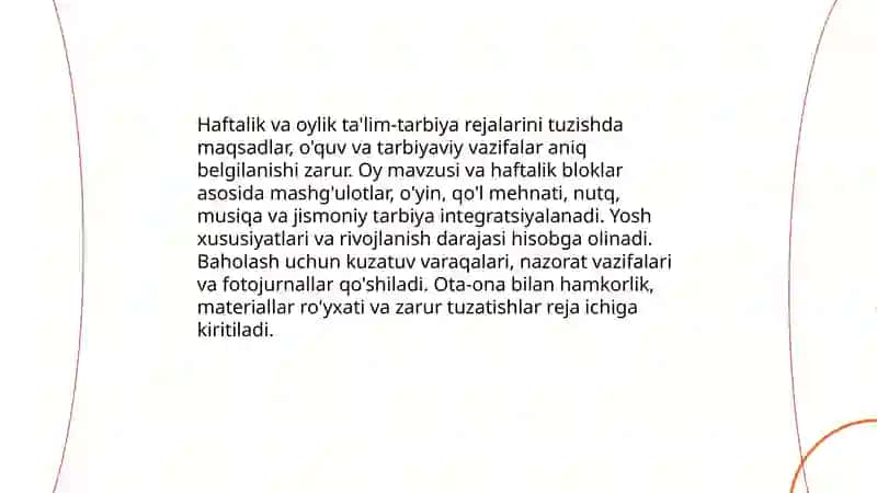 Maktabgacha ta'lim tarbiya ishlarini rejalashtirish va hisobga olish 4