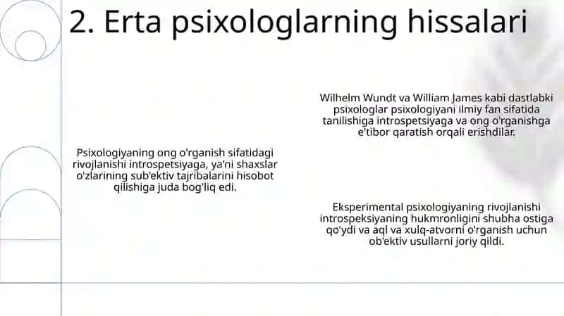 Eksperimental psixologiya shakllanishiga qadar psixalogiyaning ong haqidagi fan sifatida rivojlanishi 4
