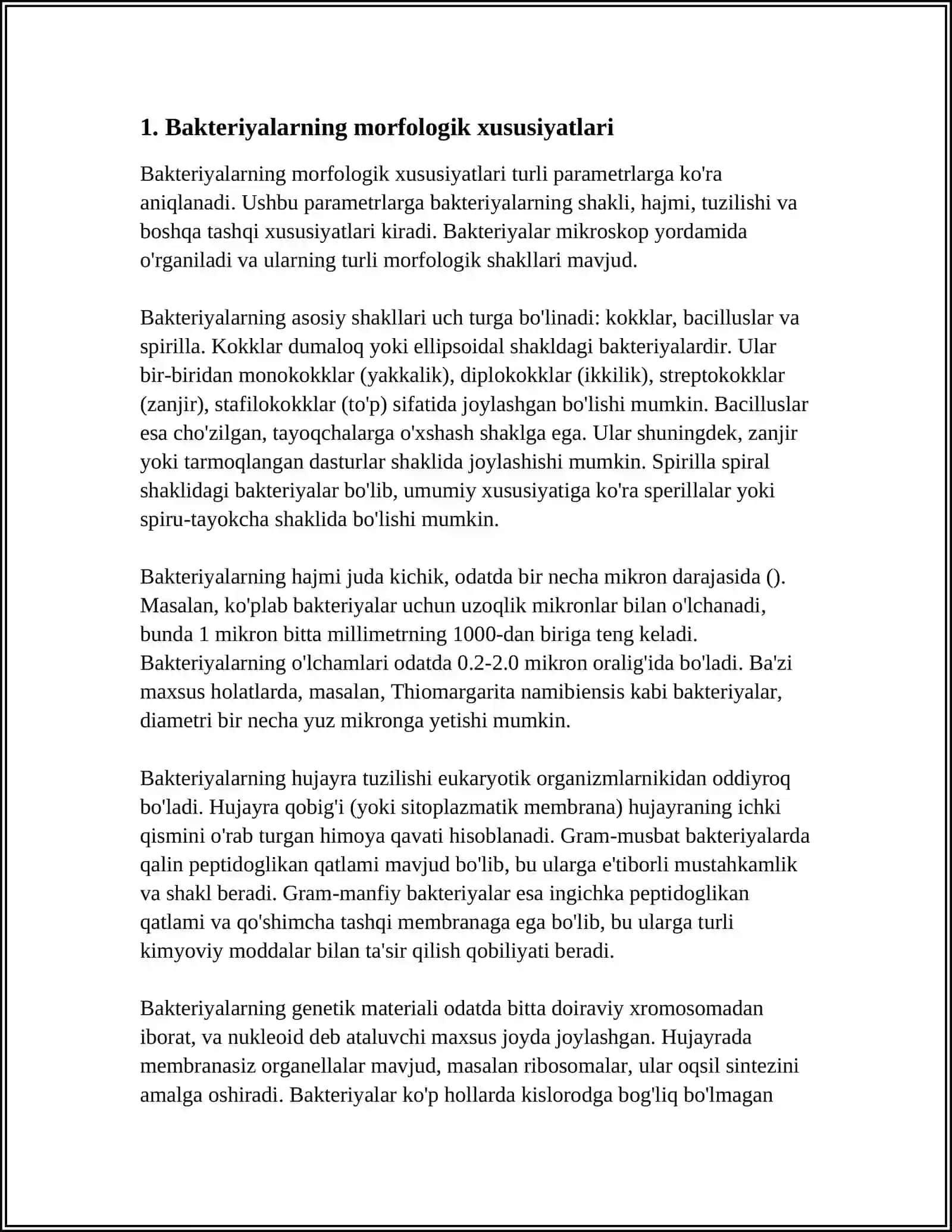 BAKTERIYALARNING MARFALOGIYASI, RIKKETSIYALAR, AKTINOMITSETLAR, XALMIDIYALAR, MIKOPLAZMALAR, ZAMBURUGʻLAR, SODDA JONIVORLAR 4