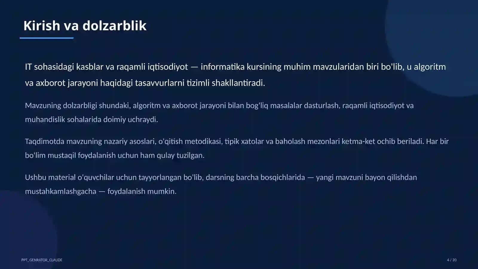 IT sohasidagi kasblar va raqamli iqtisodiyot (11-sinf) 4