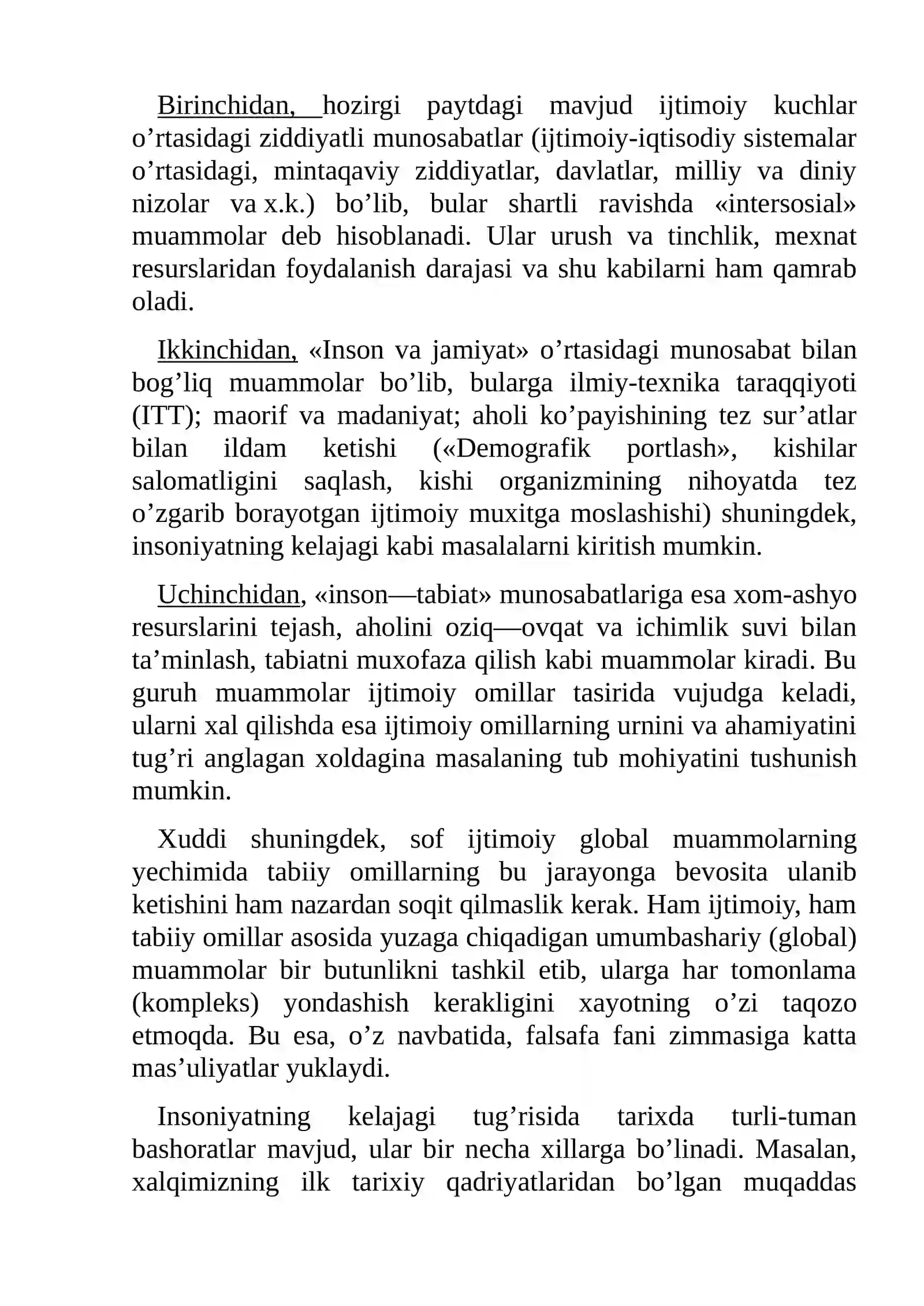 G’lobal muammolar falsafasi 4
