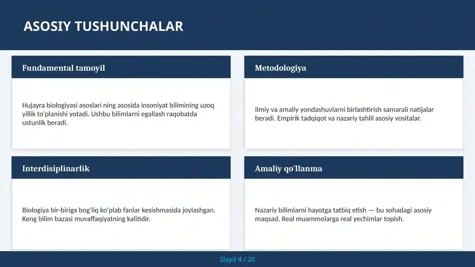 Hujayra biologiyasi asoslari 4