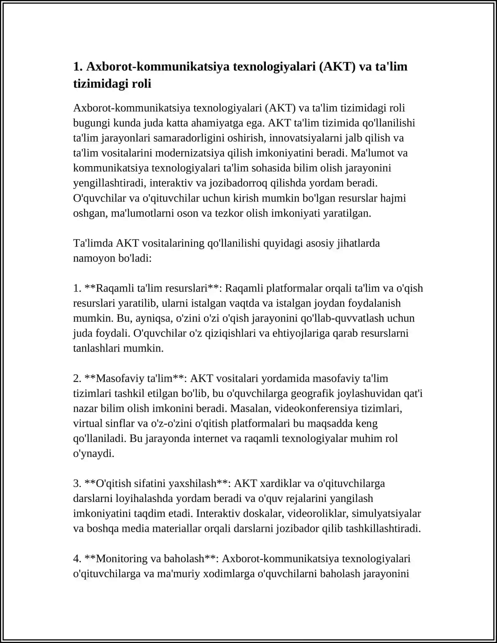 AXBOROT-KOMMUNIKATSIYA TEXNOLOGIYALARI VOSITALARI VA ULARNI TA’LIMDA QO‘LLASH IMKONIYATLARI 4