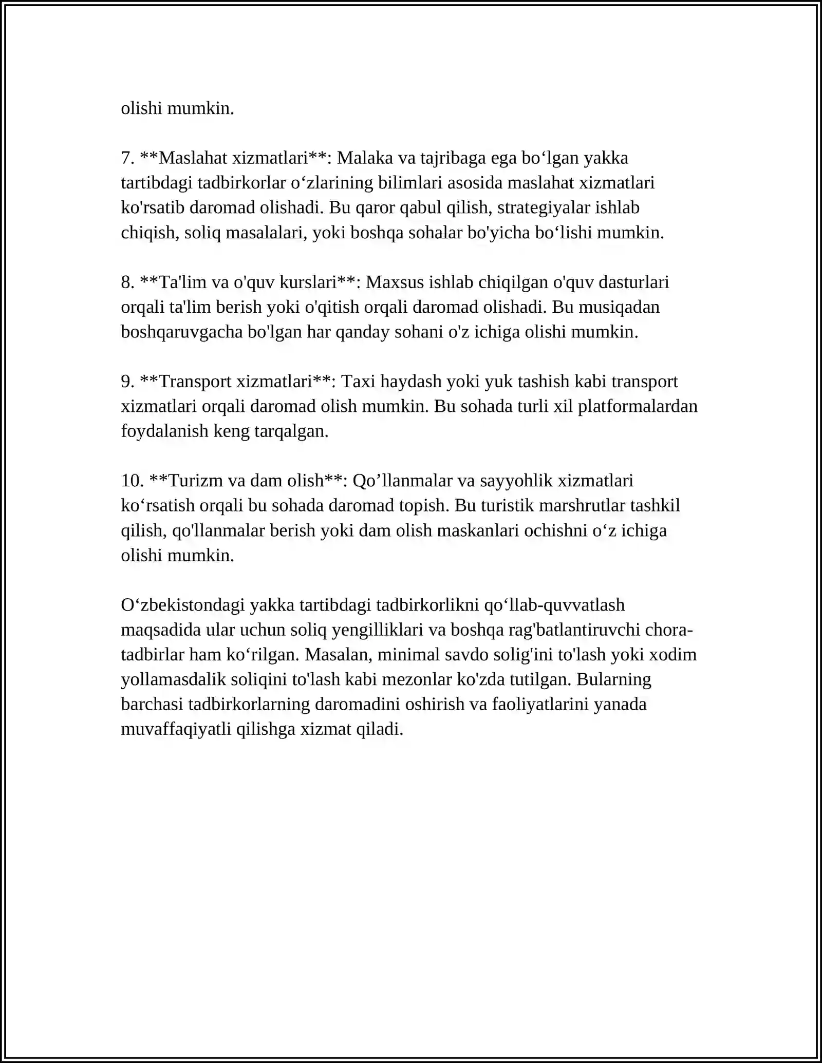 Yakka Tartibdagi Tadbirkorlarning Daromadlariga Soliq Solishning O'ziga Xos Xususiyatlar 4