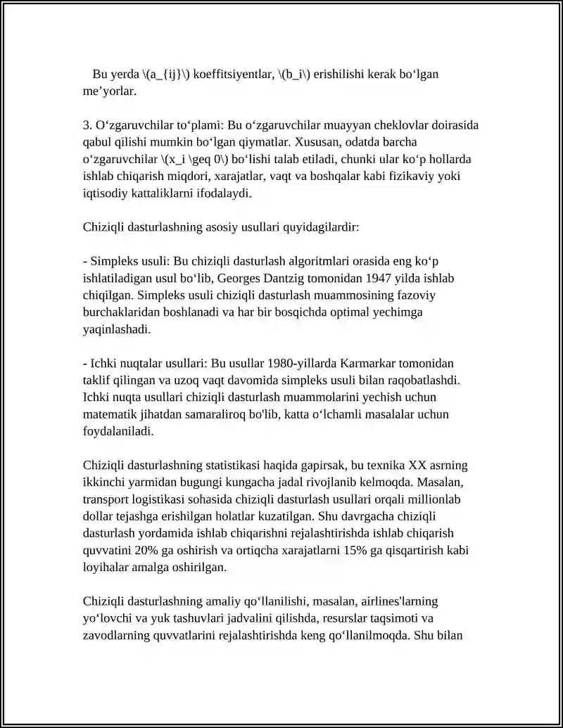 ALGORTIMLASH TILIDA CHIZIQLI DASTURLASH TUZISH 4
