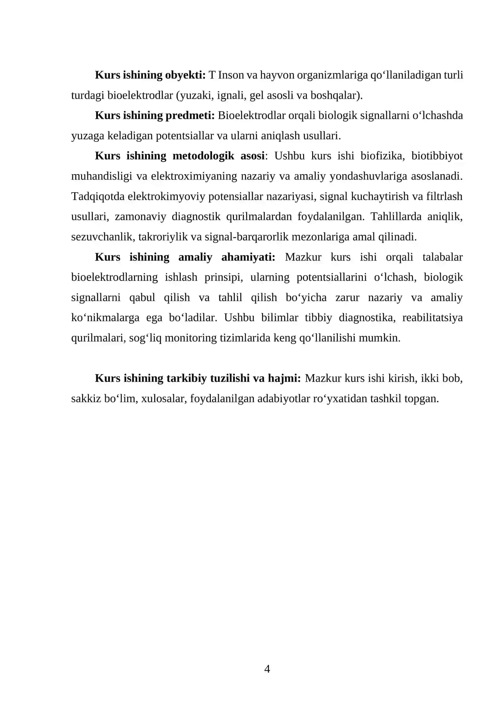 BIOELEKTRODLAR VA ULARNING POTENSIALLARI MAVZUSIDA YOZGAN KURS ISHI 4