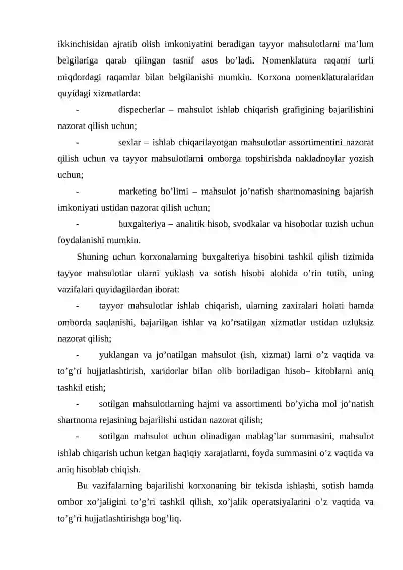 Mahsulot (ish va xizmat) larni sotish hisobi 4