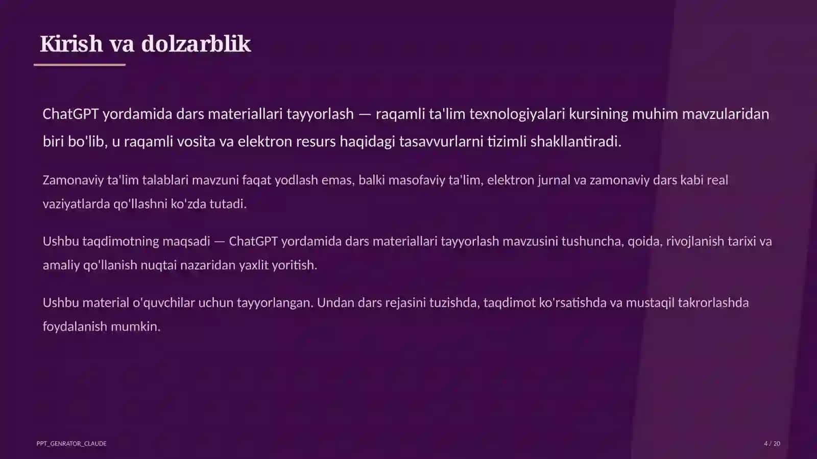 ChatGPT yordamida dars materiallari tayyorlash 4