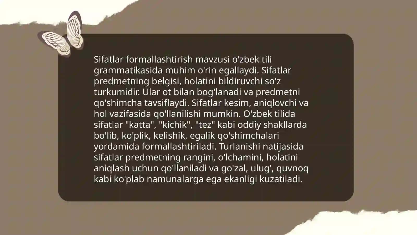 Formallashtirish. Soz turkumlarini formallashtirish 4