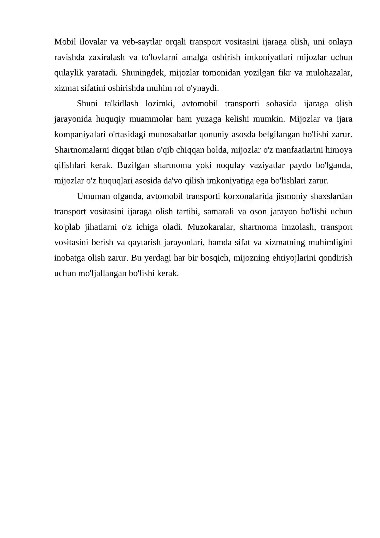 AVTOMABIL TRANSPORTI KORXONALARIDA JISMONIY SHAXSLARDAN TRANSPORT VOSITASINI IJARAGA OLISH TARTIBI 4