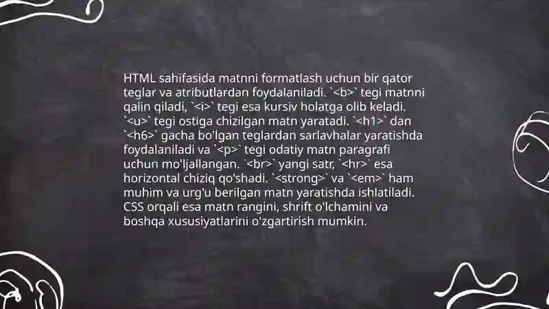 HTML formatlash asoslari 4