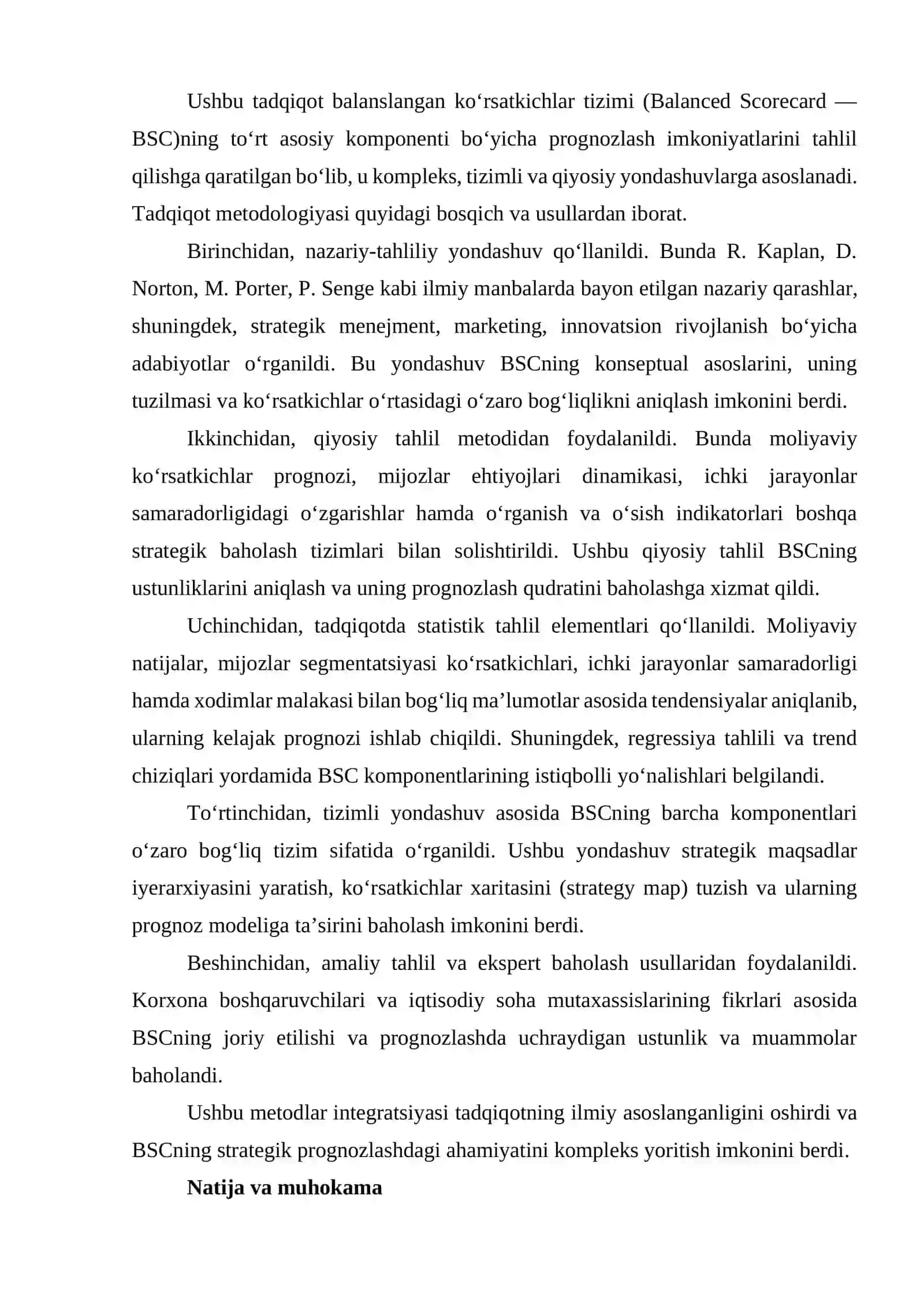 Balanslangan ko‘rsatkichlar tizimi (Balanced Scorecard — BSC) 4