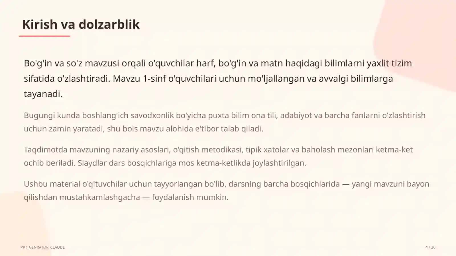 Bo'g'in va so'z (1-sinf) 1