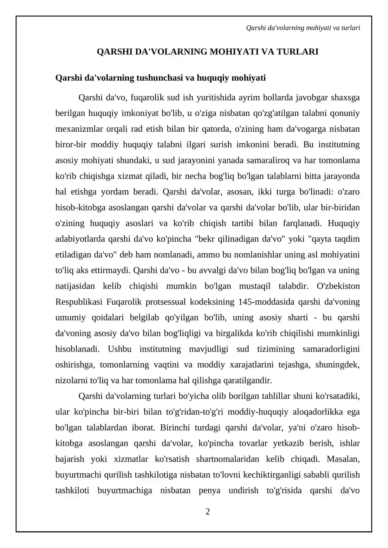 Qarshi da'vosi va uni qabul qilish shartlari 4