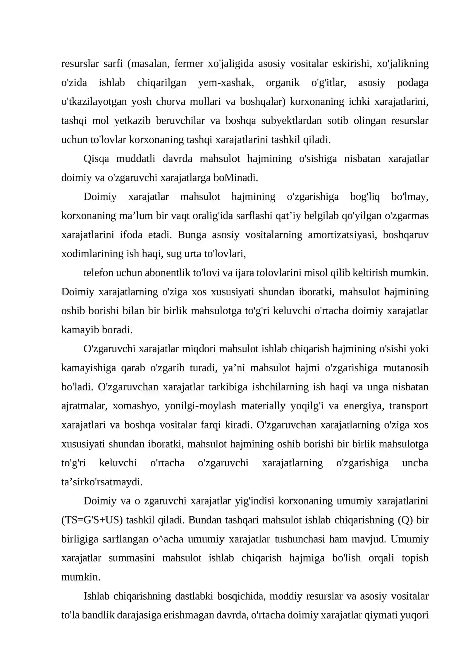 Ishlab chiqarish xarajatlari va mahsulot tannarxi tahlili 4