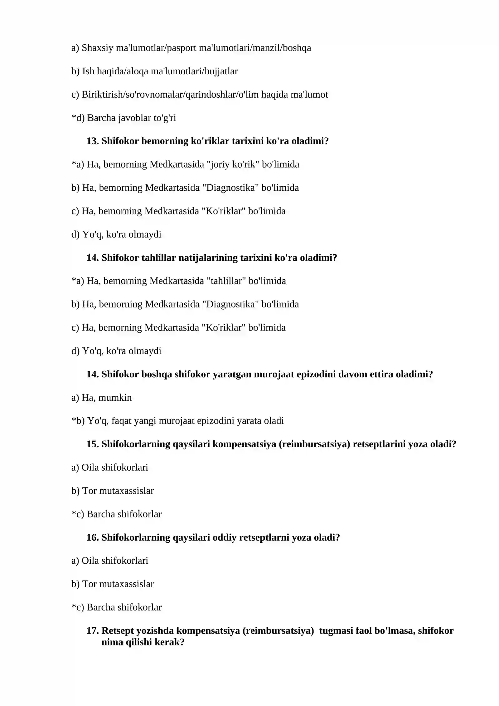 2026 DMED TEST SAVOLLARI JAVOBI 4
